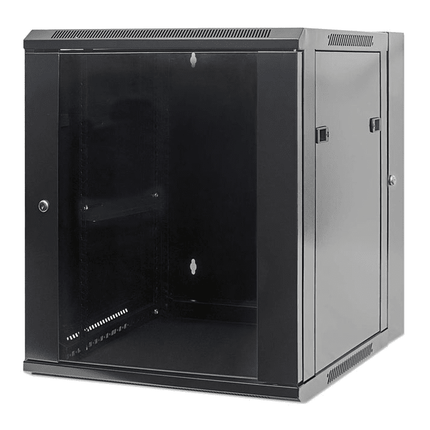 12U Swing-Out Wall Mount Enclosure 16" depth Locking Glass Door