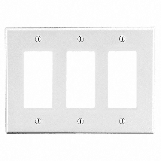 3‑Gang Decora Wall Plate, White