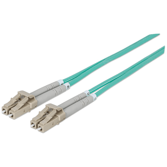 LC-LC Multimode Duplex Fiber Patch Cable, OM3, 1 Meter