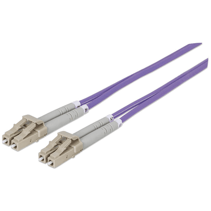 1 Meter LC-LC UPC Fiber Optic Patch Cable, 3.0 mm, Duplex, LSZH, OM4 Multimode, Violet