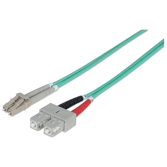 LC-SC Multimode Duplex Fiber Patch Cable, OM3, 1 Meter