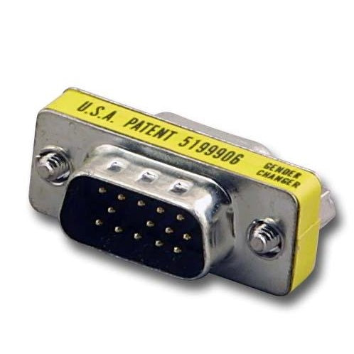 Low Profile HiDen VGA 15‑Pin Gender Changer Male ↔ Male