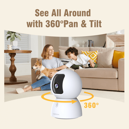 5MP Indoor Pan-Tilt WiFi Camera, 2-way Audio, includes 64GB Memory