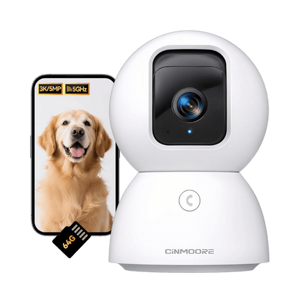 5MP Indoor Pan-Tilt WiFi Camera, 2-way Audio, includes 64GB Memory