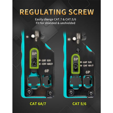 Modular Crimping Tool for Cat 5e, Cat 6, and Cat 7 Cables