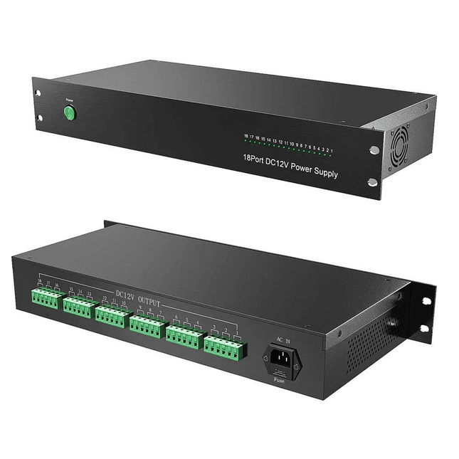 1.5U 18-port 12VDC 20A Rack Mounted Power Supply