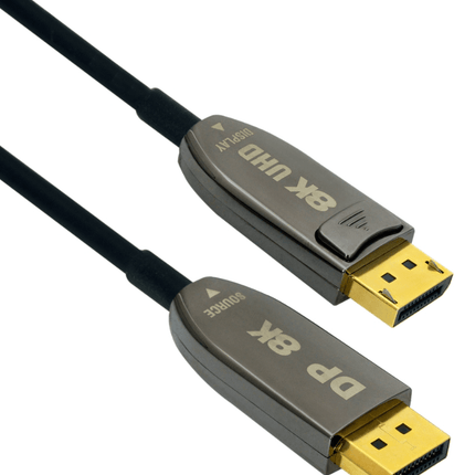 100ft Active Displayport 1.4 UltraHD 8K Black Cable with Latches