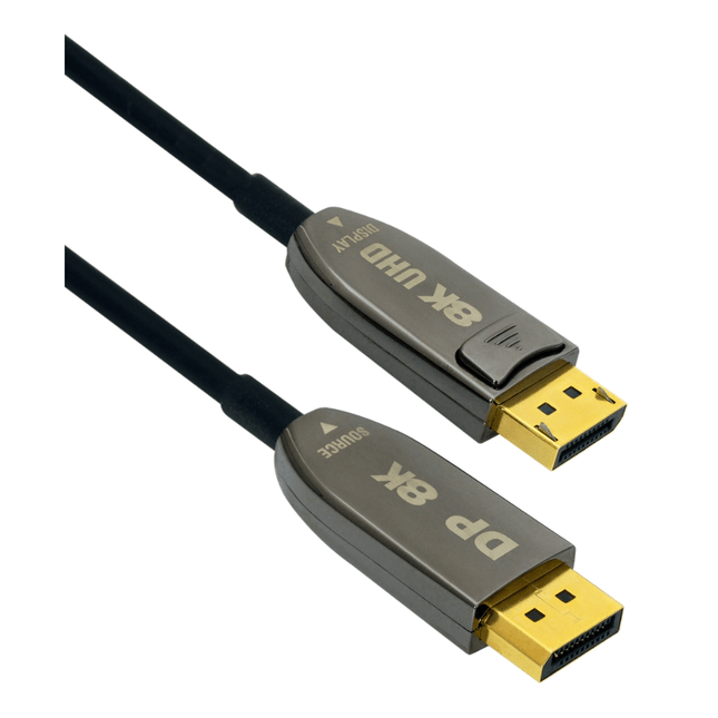 100ft Active Displayport 1.4 UltraHD 8K Black Cable with Latches