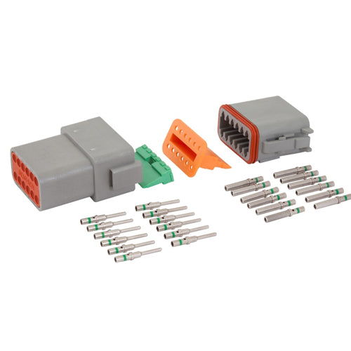 12-Pin Deutsch-style Weatherproof Connector Set, Male and Female for 16-14AWG Wire