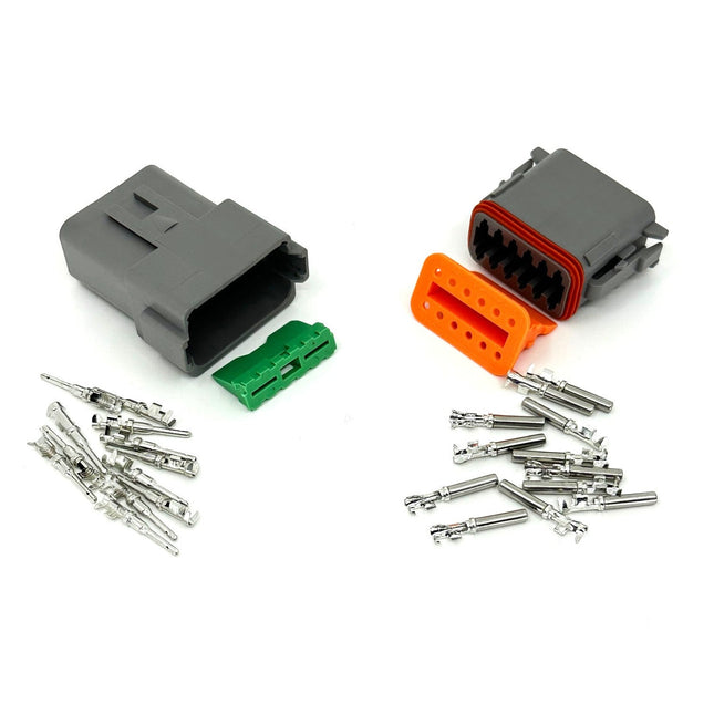 12-Pin Deutsch-style Weatherproof Connector Set, Male and Female for 20-16AWG Wire