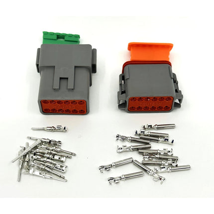 12-Pin Deutsch-style Weatherproof Connector Set, Male and Female for 20-16AWG Wire