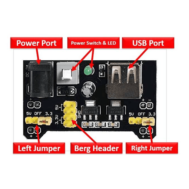 MB102 Breadboard Power Supply Module 3.3V 5V Dual Voltage