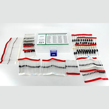 Diode Assortment Kit - 14 Values - Rectifier, Schottky, Fast Recovery, and Switching Diodes