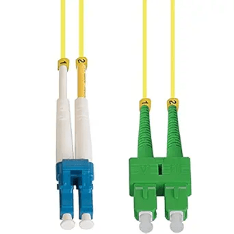 LC/UPC-SC/APC Singlemode Duplex Fiber Patch Cable, OS1, 2 Meter