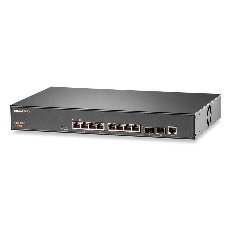 High-Performance 8 Port PoE+ Switch with 10G SFP+ Ports - Signamax FO-SC53080