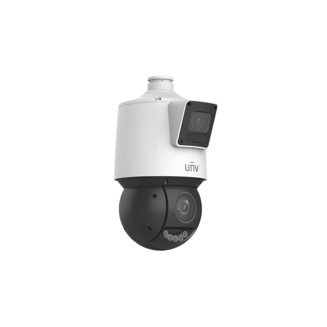 Dual-Lens 4MP+4MP MultiView PTZ Camera 25× LightHunter, Sound &amp; Light Warning