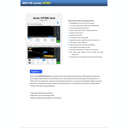 OTDR 1310/1550 nm 5.4" Touch-Screen Multifunction Tester