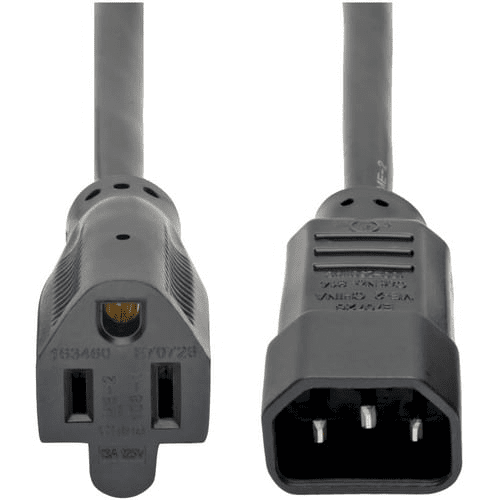 NEMA 5-15R to C14 Computer AC Power Cable – 2 ft., 13A, 125V, 16 AWG