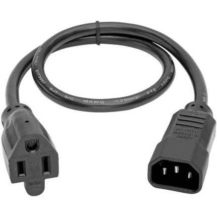 NEMA 5-15R to C14 Computer AC Power Cable – 2 ft., 13A, 125V, 16 AWG