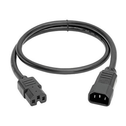 C14 to C15 Power Cord – 15A, 3 ft., Black