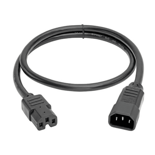 C14 to C15 Power Cord – 15A, 3 ft., Black