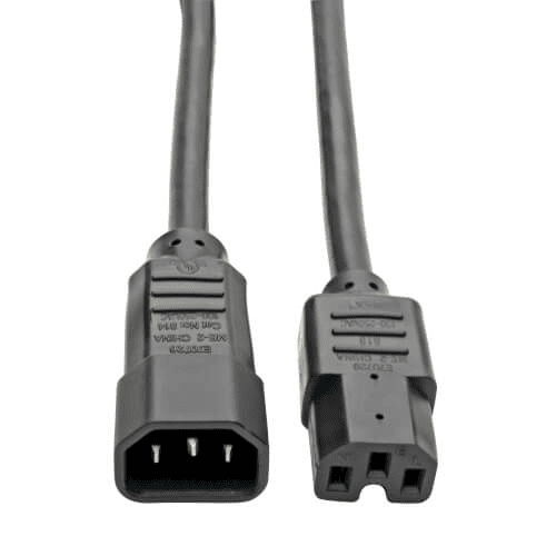 C14 to C15 Power Cord – 15A, 3 ft., Black