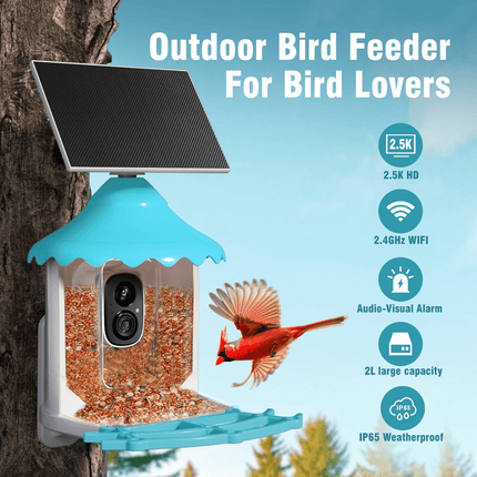 4MP WiFi Solar Bird Feeder Camera, includes Solar Panel