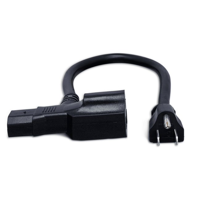 Piggyback IEC C13 to NEMA 5‑15P Power Cord 1 ft
