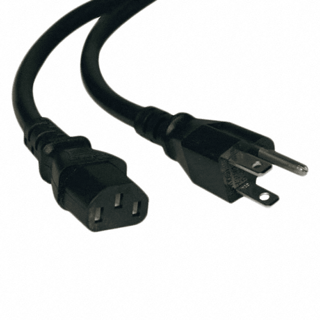 18/3 NEMA 5-15P to C13 Power Cord 3 ft, Black