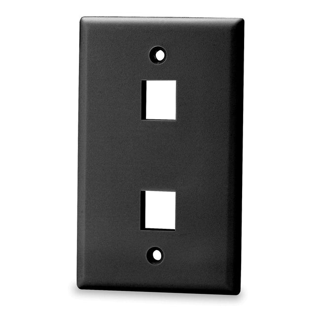 2-Port Keystone Wallplate, Black