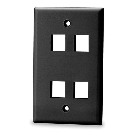 4-Port Keystone Faceplate, Black