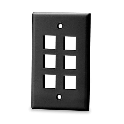 6-Port Keystone Faceplate, Black