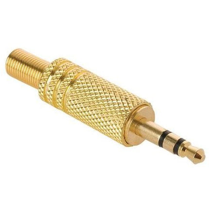 3.5mm Stereo Audio Plug Metal Handle Gold Solder Type