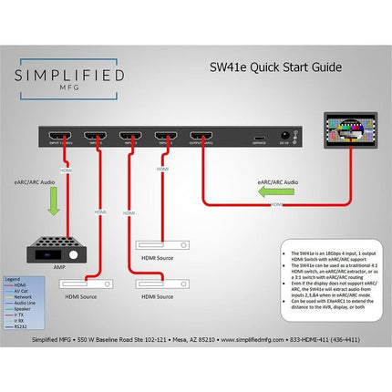 4x1 4K HDMI Switch with eARC/ARC, Ethernet Control, and Seamless Switching