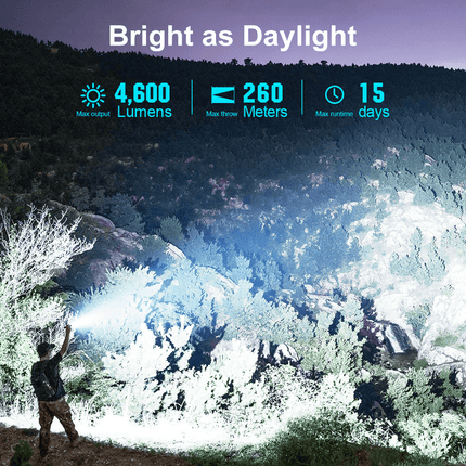 4600 Lumen High-Power Outdoor LED Flashlight