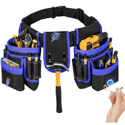 27-pocket Padded Tool Belt with Magnetic Holders - Blue