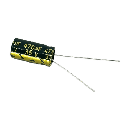 470uf 35V 20% 105 deg. C Radial Lead Aluminum Electrolytic Capacitor 2-pack