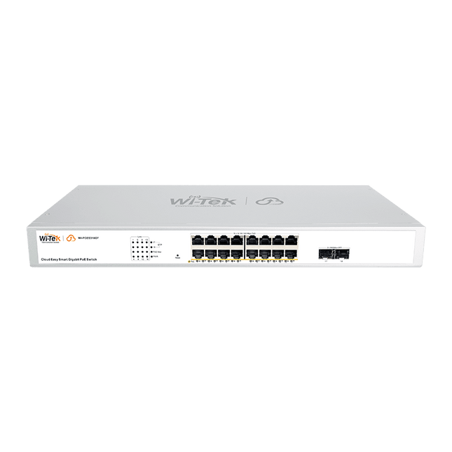 16-Port Gigabit PoE+ Network Switch with 2 SFP Uplinks and 250W Power Budget