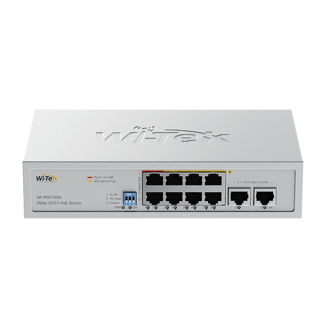 8FE+2GE 100W PoE Switch, supports 250m PoE Transmit, 60W on ports 1-2