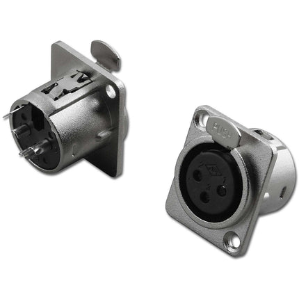 3‑Pin XLR Square Chassis‑Mount Mic Connector Jack
