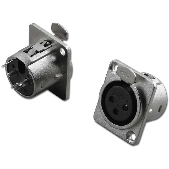 3‑Pin XLR Square Chassis‑Mount Mic Connector Jack