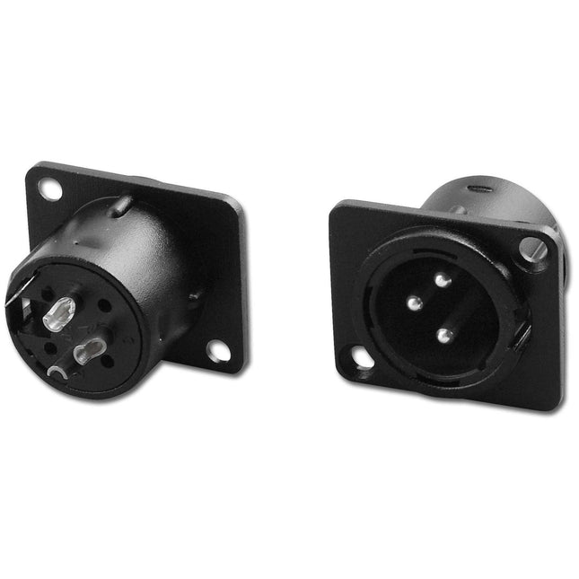 3‑Pin XLR Chassis‑Mount Mic Connector Plug Black