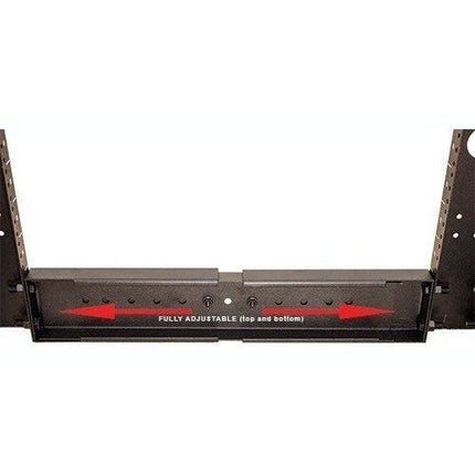 45U 4 post Open Rack, Black, Aluminum Frame, Adjustable Depth