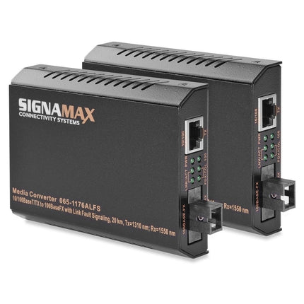 Signamax 10/100 to 100FX Media Converter - WDM, SC/SM 20km, Tx:1550/Rx:1310 - FO-065-1176BLFS