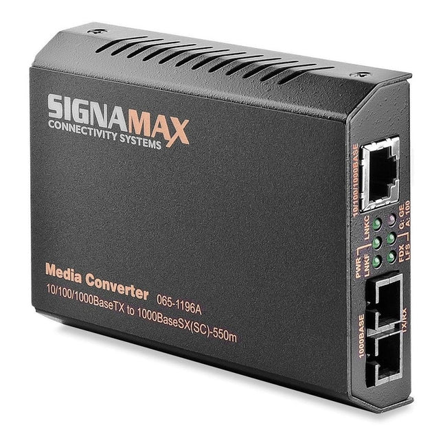 Signamax 10/100/1000TX to 1000LX Media Converter - SC/SM, 20 km Range - FO-065-1196ALXED