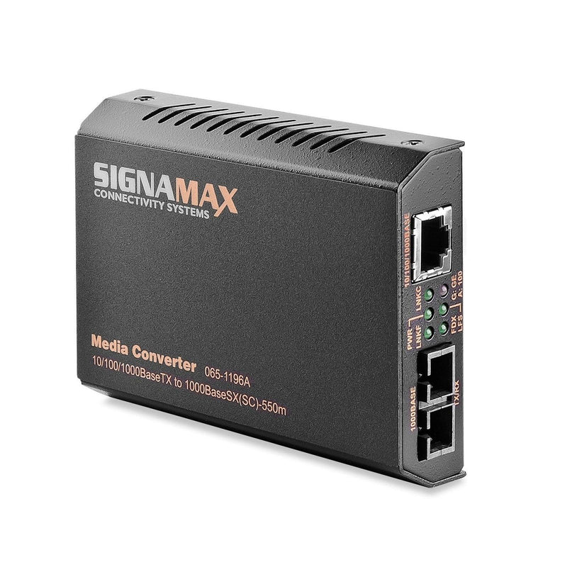 Signamax 10/100/1000TX to 1000LX Media Converter - SC/SM, 20 km Range - FO-065-1196ALXED