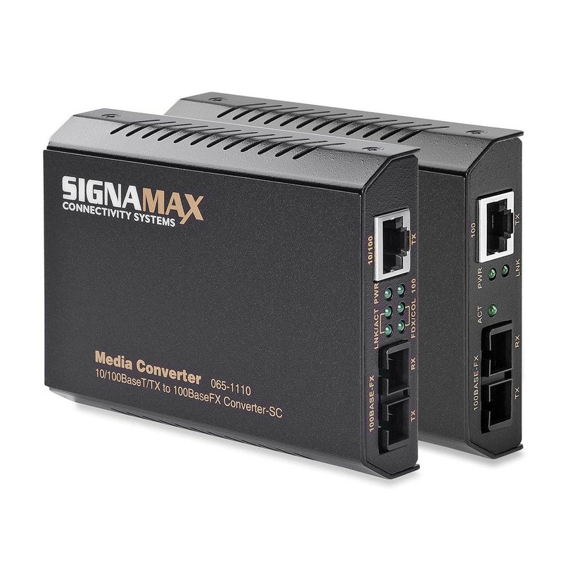 High-Performance 10/100TX to 100FX Media Converter SC/SM, 40 km - Signamax FO-065-1120ED