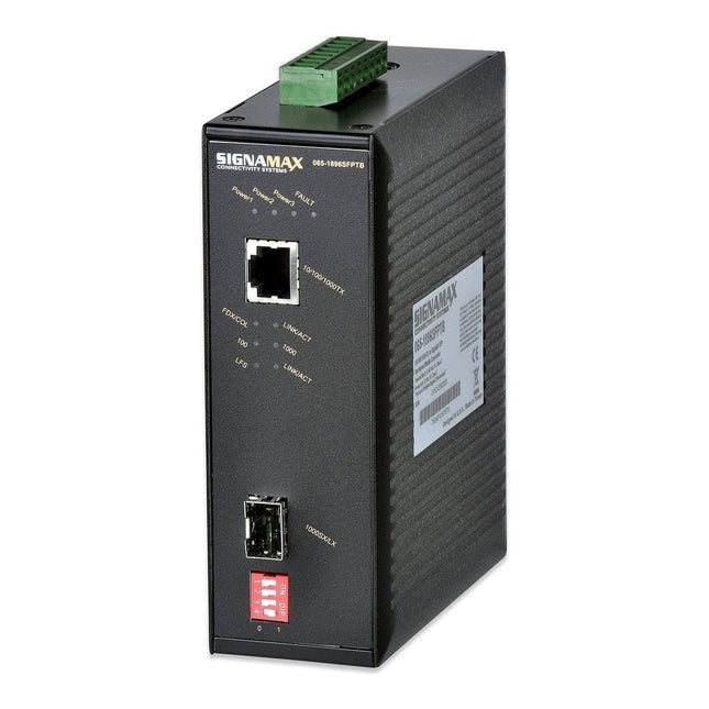 High-Performance 10/100/1000TX to 1000X SFP Industrial Media Converter - Signamax FO-065-1896SFPTB