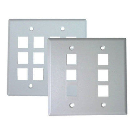 4 Port Double Gang Keystone Plate - White