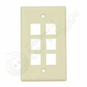 6 Port Almond Wall Plate